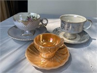 Lustre Ware (3) Sets cup and saucer Japan &