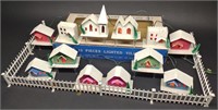 Vintage Japan Lighted Christmas Village Set w/ Box