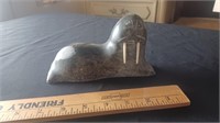 Alaska INUIT signed TETPON stone walrus carving