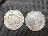 2 Morgan US Silver dollars 1900-o 1921-d