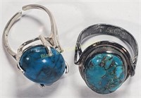 (2) Marked 925 Silver Turquoise Rings