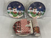 Lot of 3 packages of Christmas plates & more
