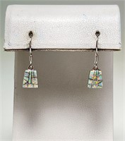 Sterling Native White Opal Earrings 2 Grams