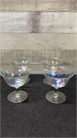 4 Vintage Iridescent Coupe Glasses 4" Tall