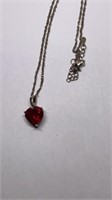 Sterling ruby stone necklace stamped 925