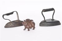 Antique Cast Iron Sad Irons, Flying Pig