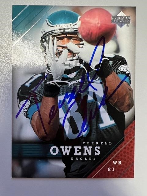 Eagles Terrell Owens Signed Card with COA