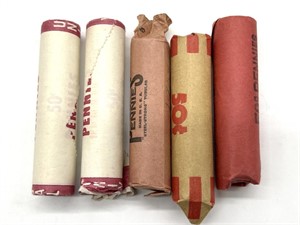 (5) Paper Rolls of Lincoln Cents (contents