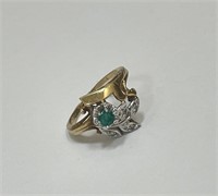 14KT GOLD AND EMERALD RING