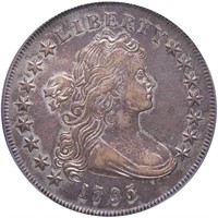 $1 1795 CENTERED BUST. PCGS AU50 CAC