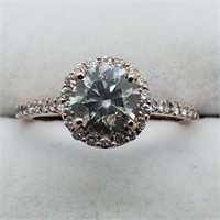 $15500 14K Solitaire 1.1Ct With 34 Side Dia Ring