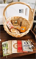 Basketful Of Trinket Items/Vintage Cookbooks
See