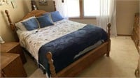 Hand-built solid oak 4-post Queen sleigh bed with