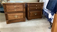 PAIR of hand-built solid oak night stands