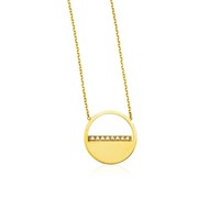 14k Gold Round .03ct Diamond Circle Necklace