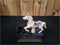 Cast Iron Trick Pony Mechanical Coin Bank