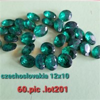 CZECH VTG 12X10MM FOILED CRYSTAL-GLASS EMERALD STO