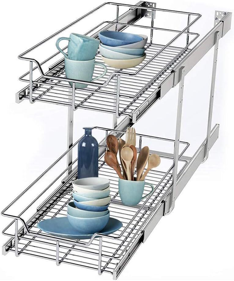 STORKING 2 Tier Wire Basket Pull Out Shelf Drawer