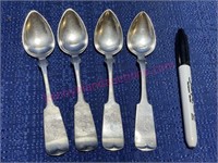 (4) Antique Sterling silver spoons 2.33-ozt