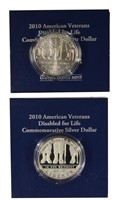 Pair of 2010 Disabled Veterans Silver Dollars