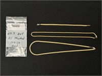 2 Gold Chains & Bracelet - All Marked 14 KSG