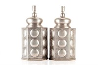 Pair of Pedraza Segovia pewter table lamps