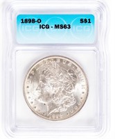 Coin 1898-O Morgan Silver Dollar ICG MS63