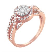 10K Rose Gold Diamond Floral Cocktail Ring