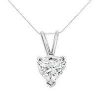 14K White Gold Heart Shaped Diamond Pendant Neckla