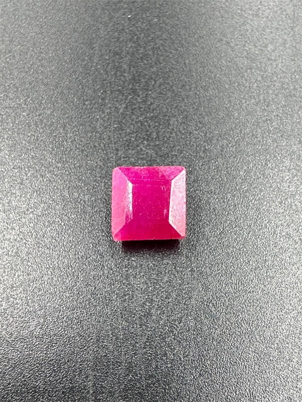 2.83 Carat Square Cut Red Ruby GIA