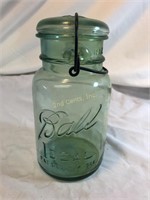 Vintage Green Ball Mason Jar, Ideal 4" X 7 1/2"