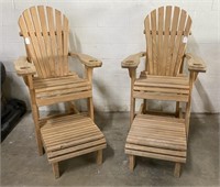 Amish Pine Tall Adirondack Chairs w/ Footrest
