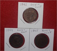 (3) Large Cents 1842, 1844 & 1845