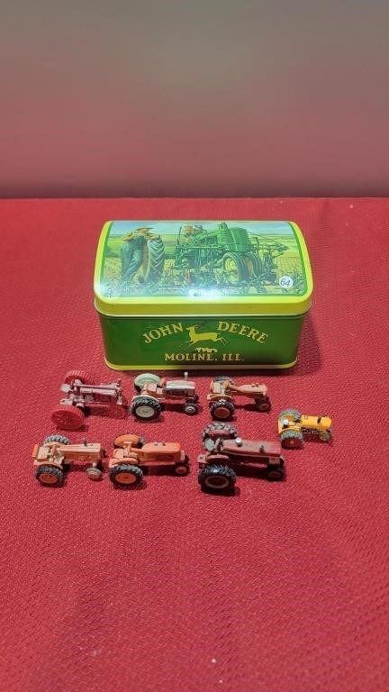 7 mini diecast tractors with tin