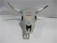 17"x 11"x 19" Sand Painted Cow Head See Info