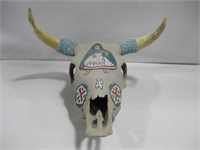 17"x 11"x 19" Sand Painted Cow Head