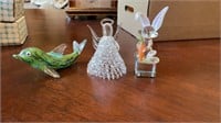 Glass Angel Dolphin and Rabbit with Carrot