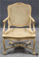 Arm Chair with Carved Frame & Cane Inserts