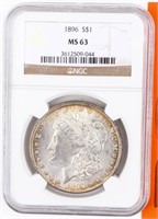 Coin 1896 Morgan Silver Dollar NGC MS63