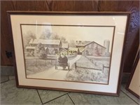 Framed Farm Picture - 28 x 20