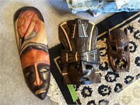 3 Contemporary Wood Tribal Masks