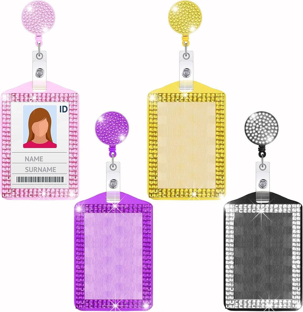 SEALED-4 Pieces Bling ID Badge Holder
