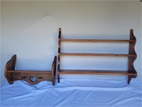 2 wood wall shelves