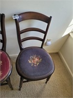 ANTIQUE WOODEN CHAIR WITH EMBROIDERED NEEDLEPO