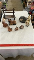 Wooden cat statue home decor.