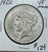 1922 Peace Dollar - VF (MATTE FINISH)