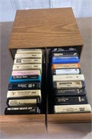 20 Vintage 8 Track Music Tapes Storage Bin