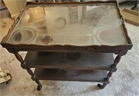 Mahogany Glass top tea cart