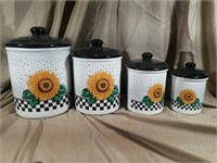 (4) Sunflower Canisters Set