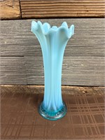 Antique 10.5 Inch Northwood Blue Swung Vase